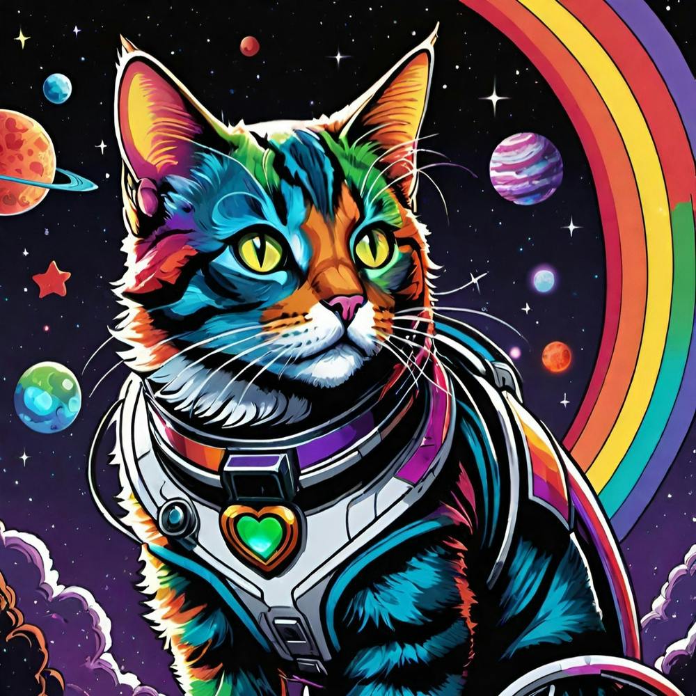 Regenbogen-Galaxie-Katze