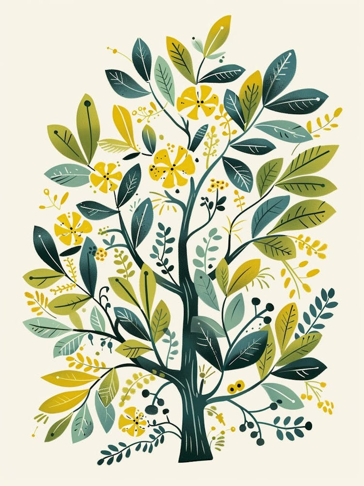 Balsam Tree Flat Illustration 3