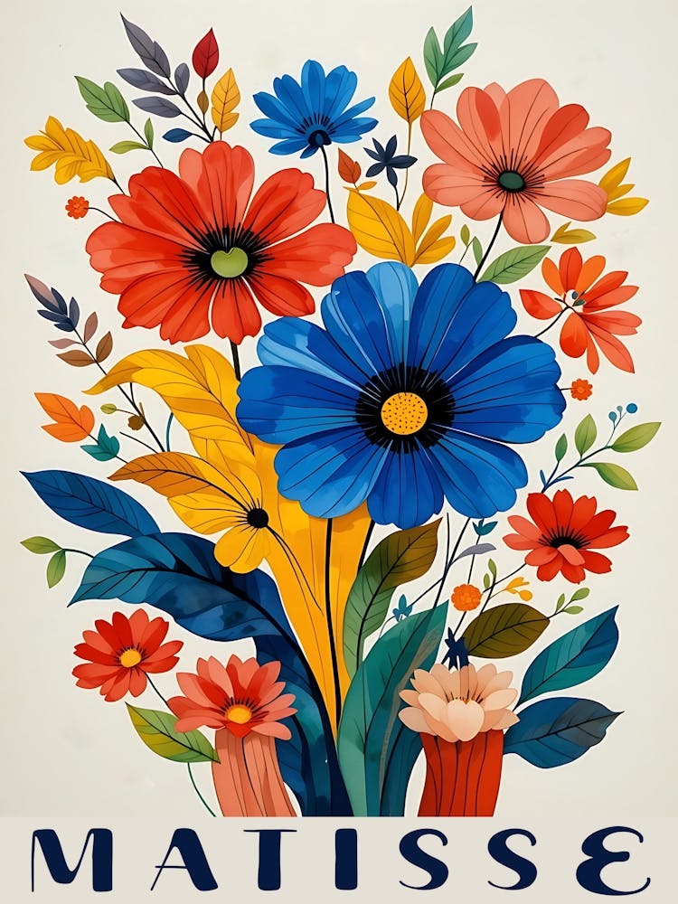 Henri Matisse Inspired Art - Vibrant Colorful Flowers