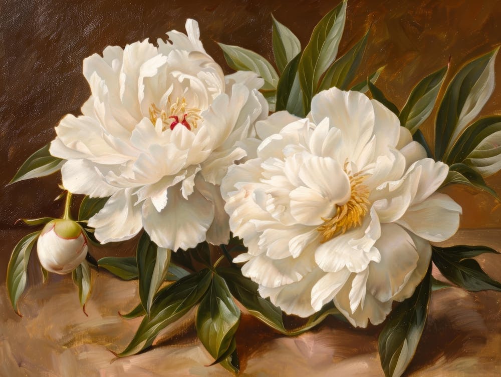 Two White Peonies