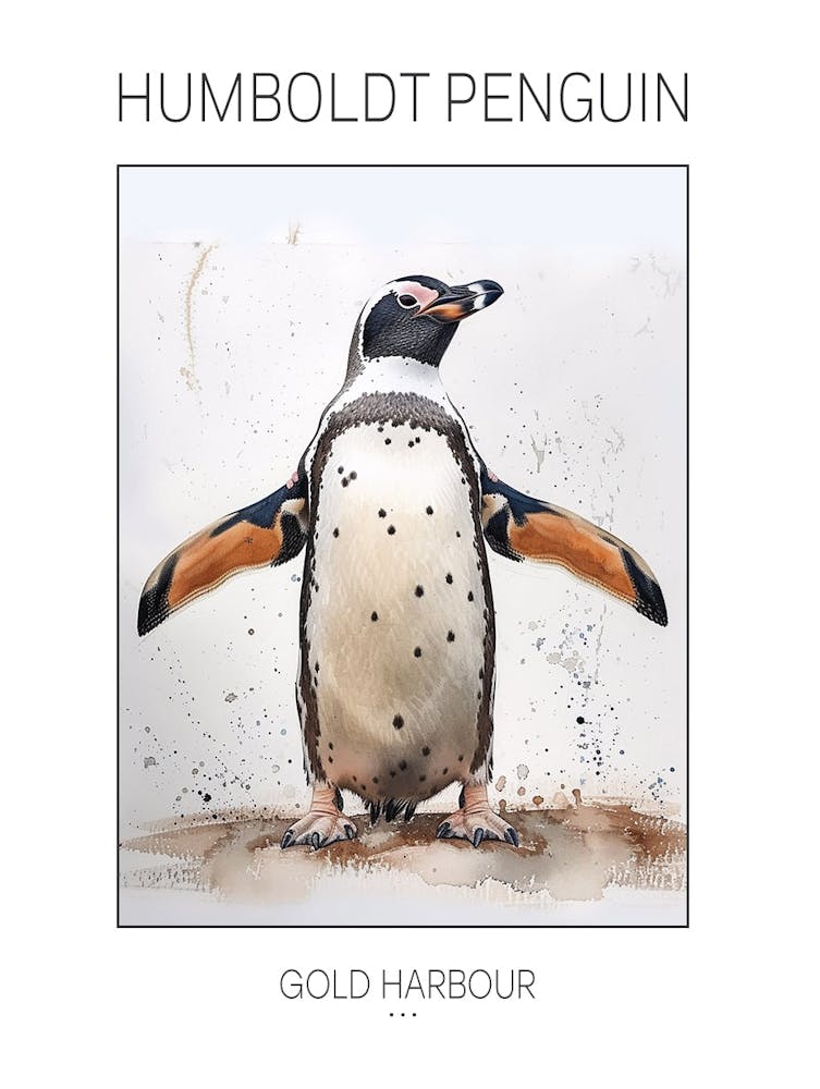 Humboldt-Pinguin Gold Harbour Aquarellgemälde 3 Poster