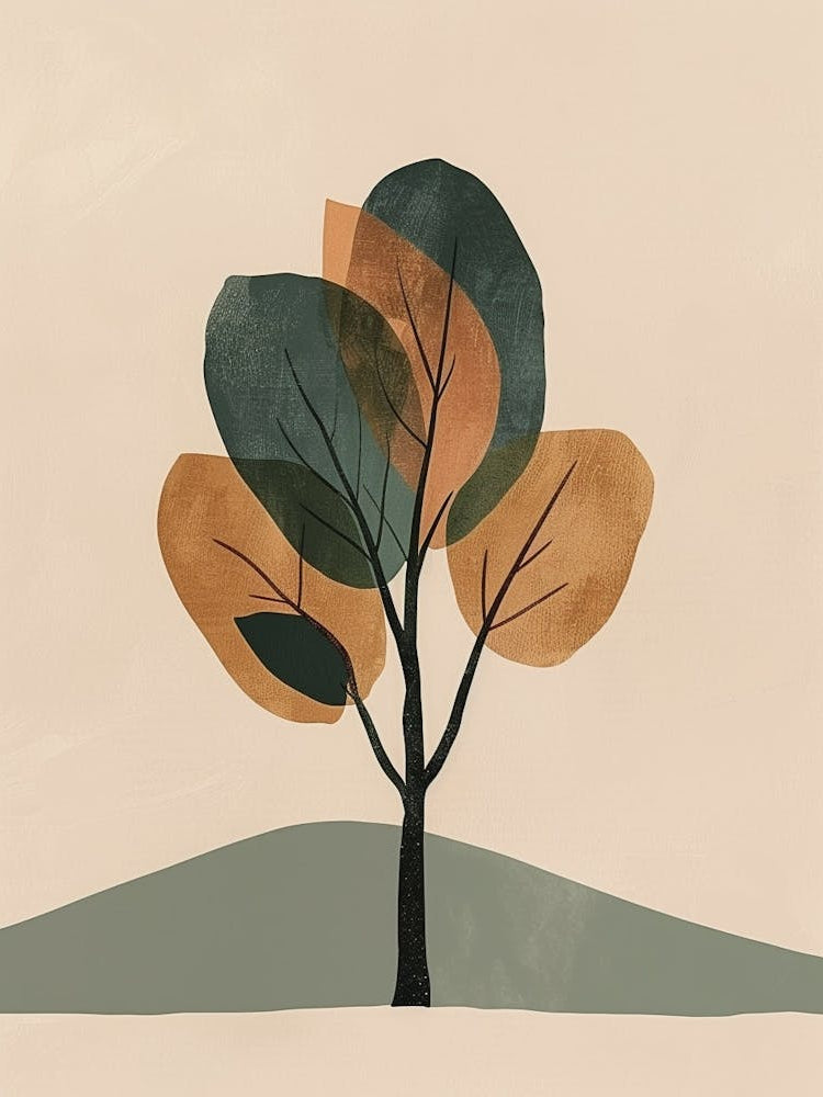 Walnut Tree Minimal Japandi Illustration 2