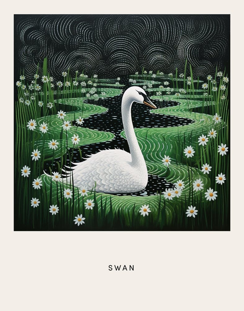 Ohara Koson Inspired Bird Painting Swan 2 Poster