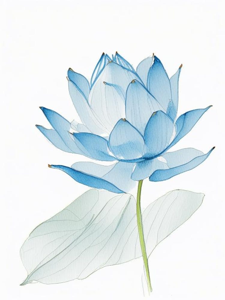 Blue Lotus Pencil Illustration 2