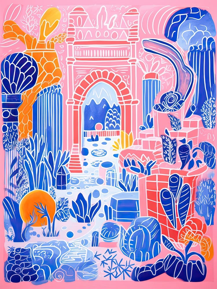 Majorelle Gardens Abstract Riso Style 3