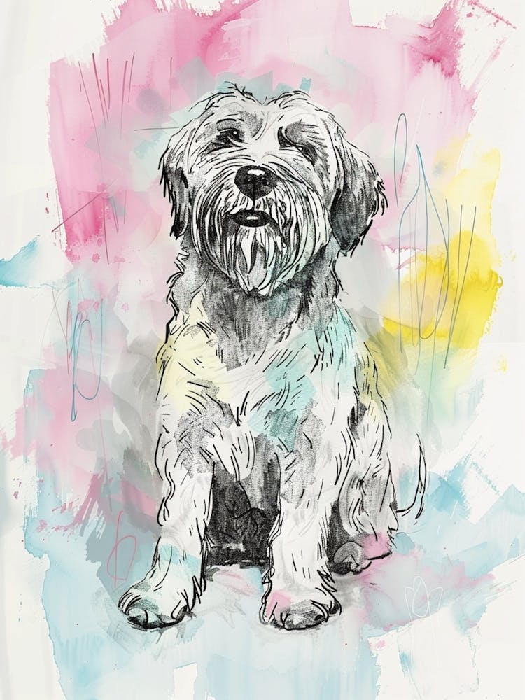 Colourful Otterhound Dog Abstract Line Illustration 2