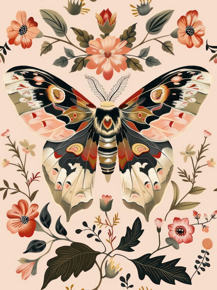 Pink Butterflies William Morris Style 7