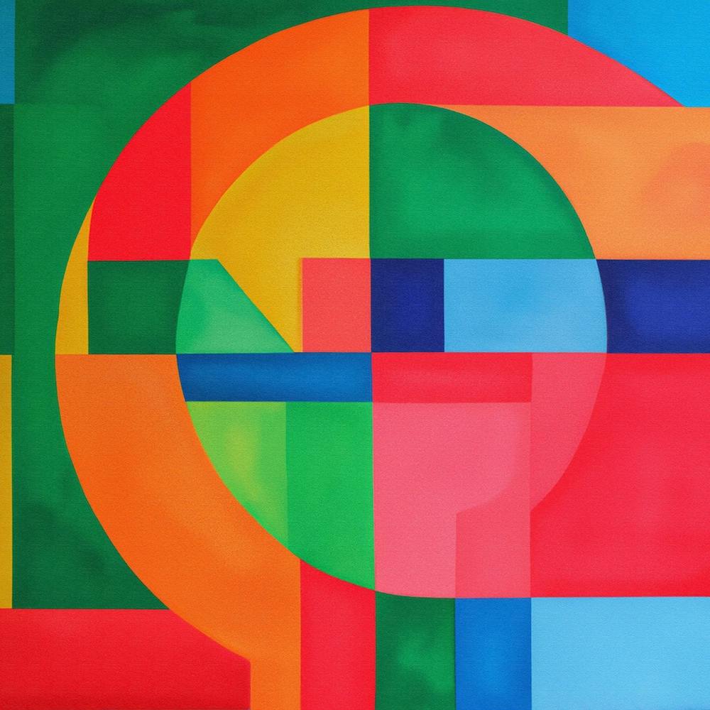 Modern Geometric Vibrant Painting, Color Shapes