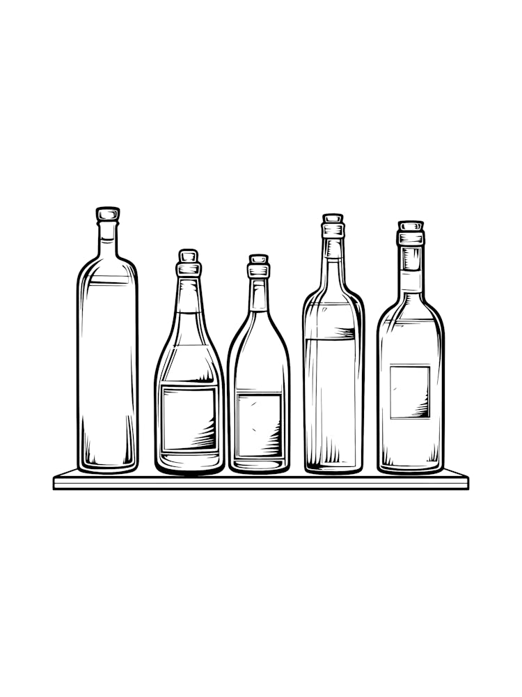 Bottles Of Liquor On A Shelf