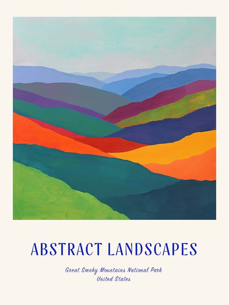 Colourful Abstract Great Smoky Mountains National Park Usa 1 Poster Blue