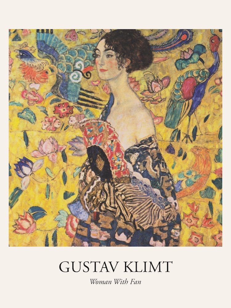 Woman With Fan, Gustav Klimt Poster
