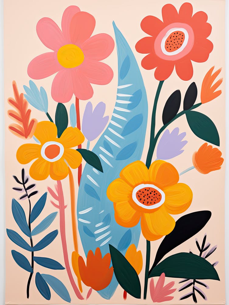 Matisse Style Chromatic Symphony; Floral Harmony