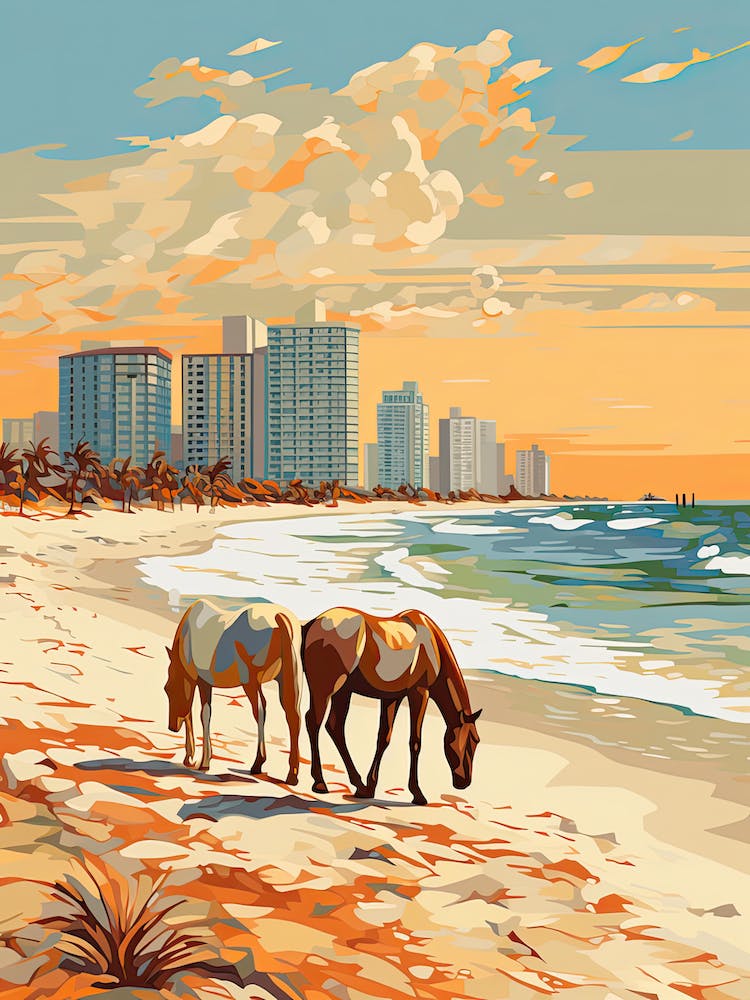 Horse Painting In Miami Beach Post Impressionism Style 12
