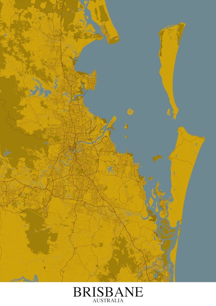 Brisbane Yellow Blue Map