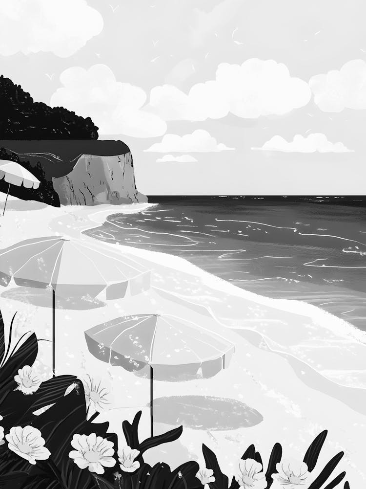 Black And White Beach Scene 8