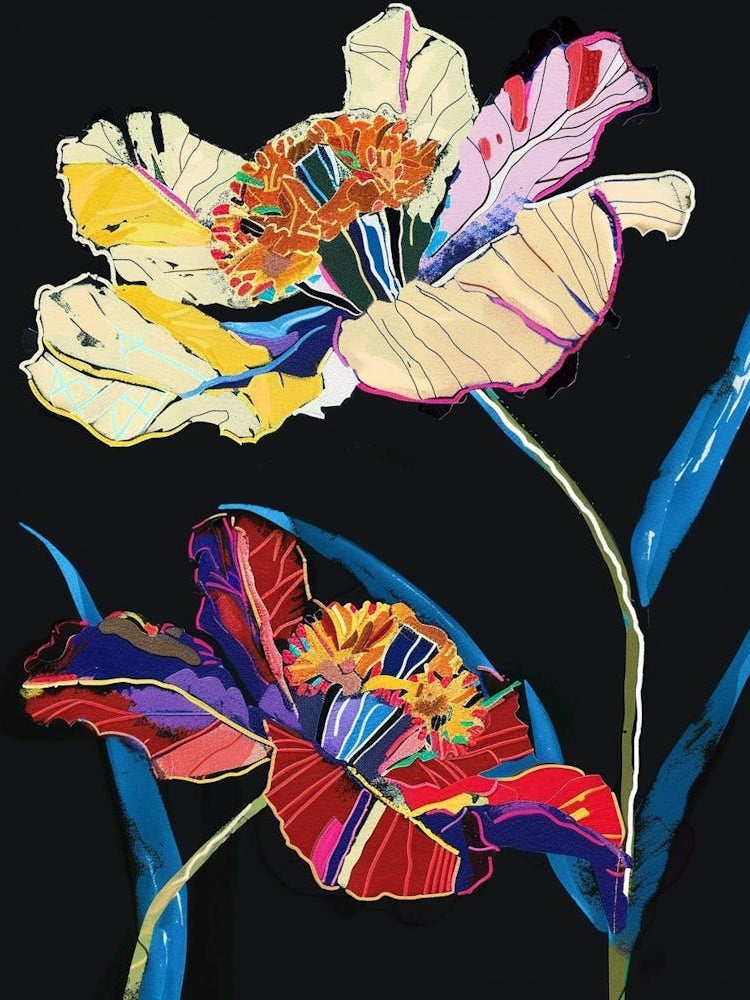 Neon Flowers On Black Everlasting Flower 3