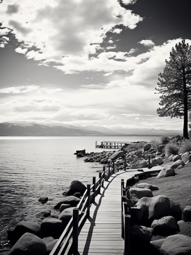 Lake Tahoe Black And White Analogue Photograph 1