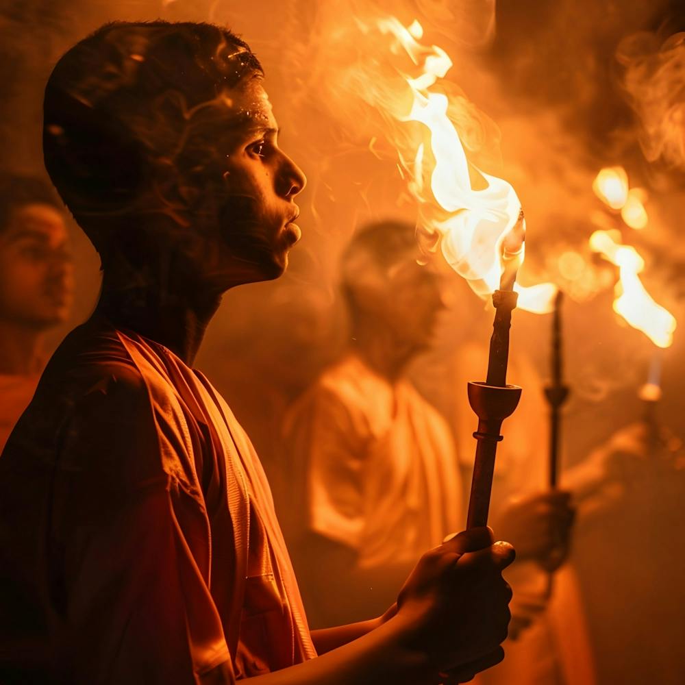 Boy Holding A Torch