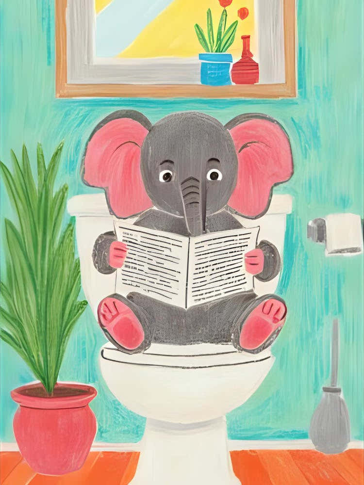 Elephant Reading Newspaper