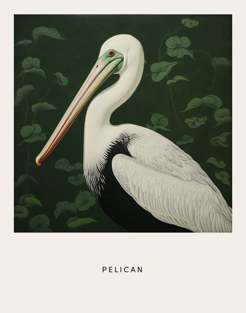 Ohara Koson Inspired Bird Painting Pelican 1 Poster