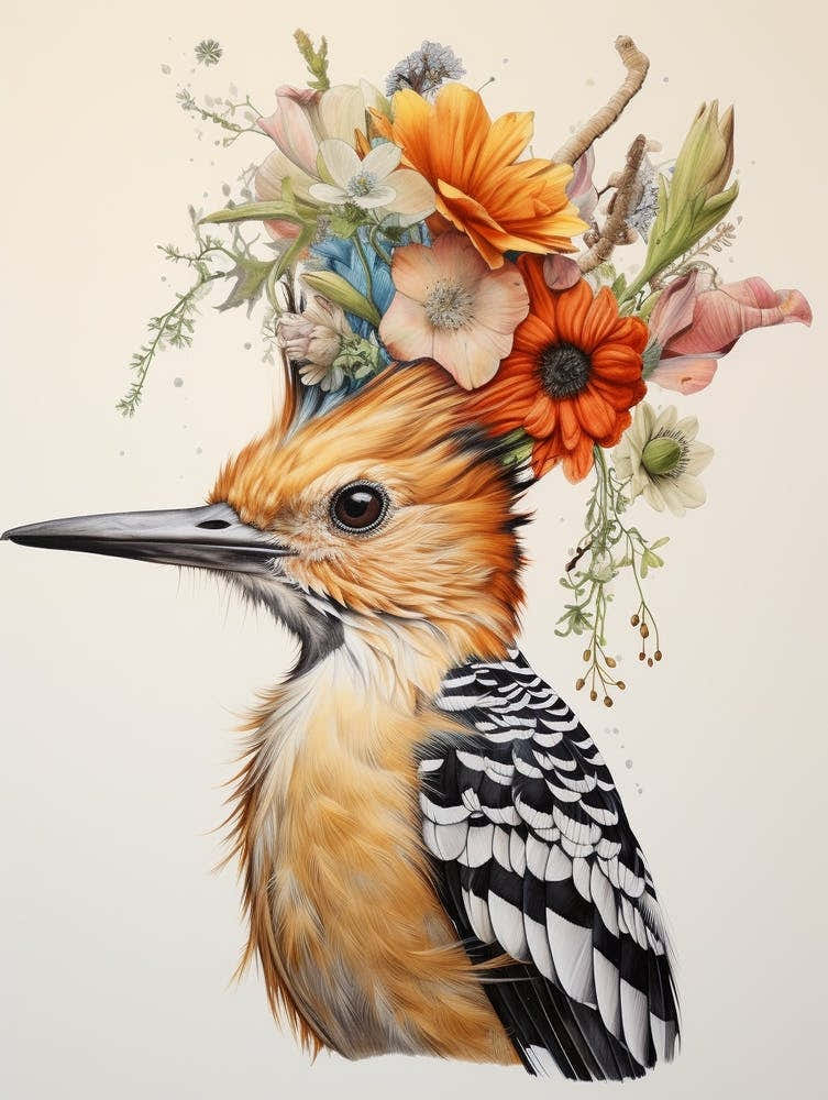 Bird With A Flower Crown Hoopoe 2