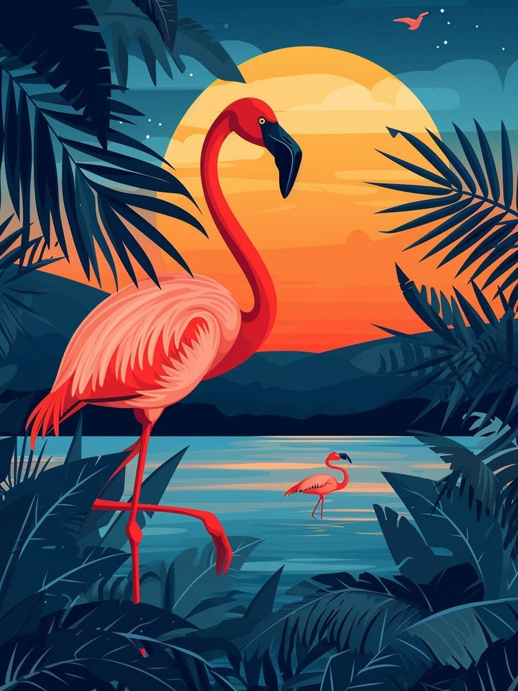 Greater Flamingo Tanzania Tropical Illustration 4