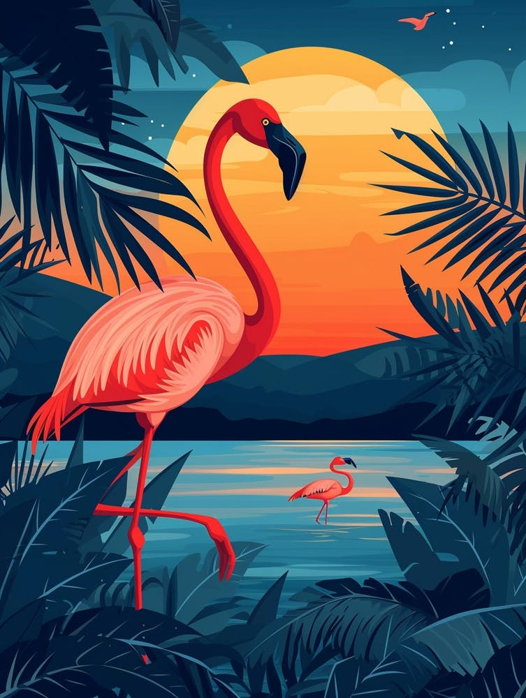 Greater Flamingo Tanzania Tropical Illustration 4