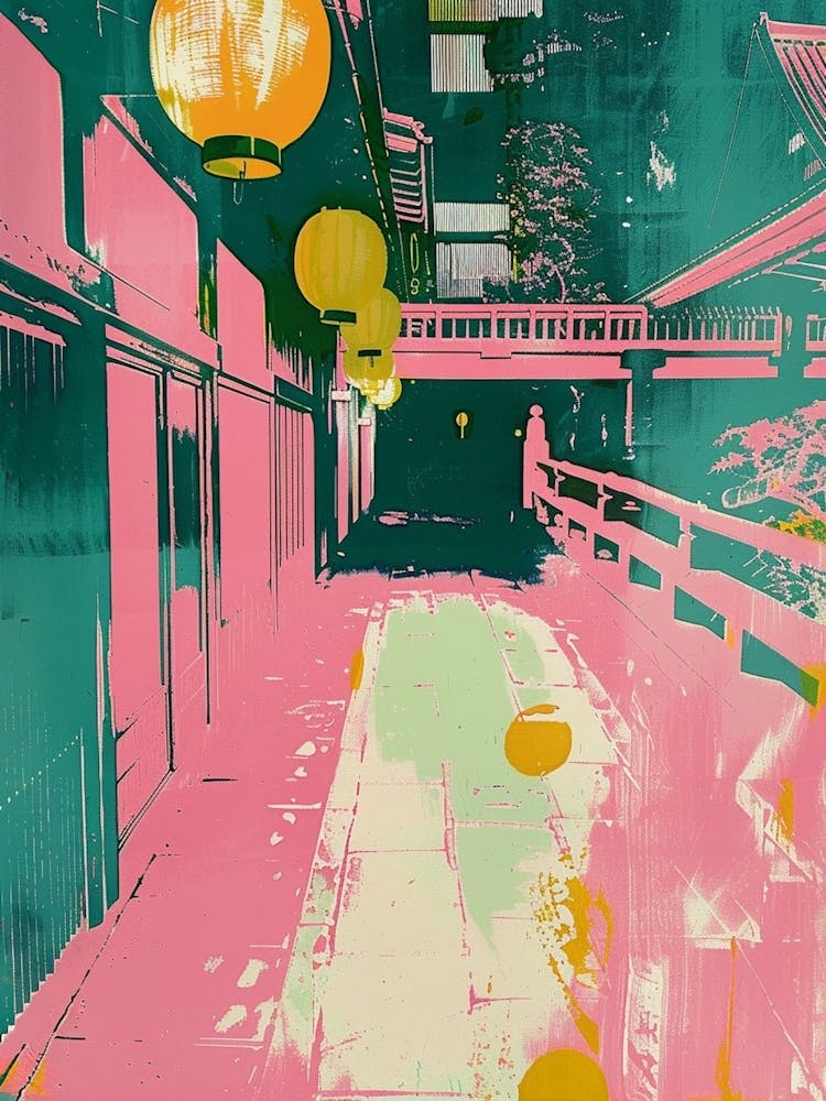 Gion District Duotone Siebdruck 3