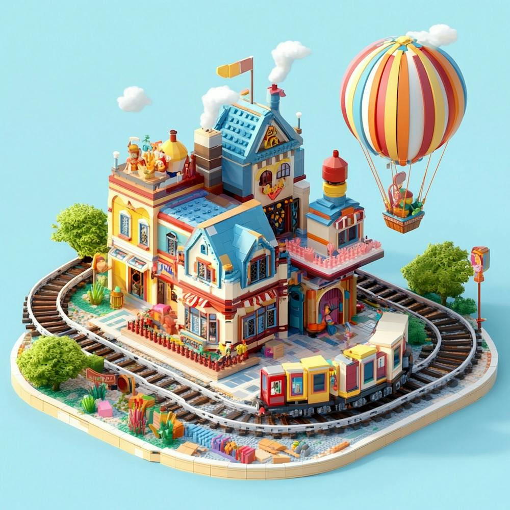 3D-Modell eines Bahnhofs