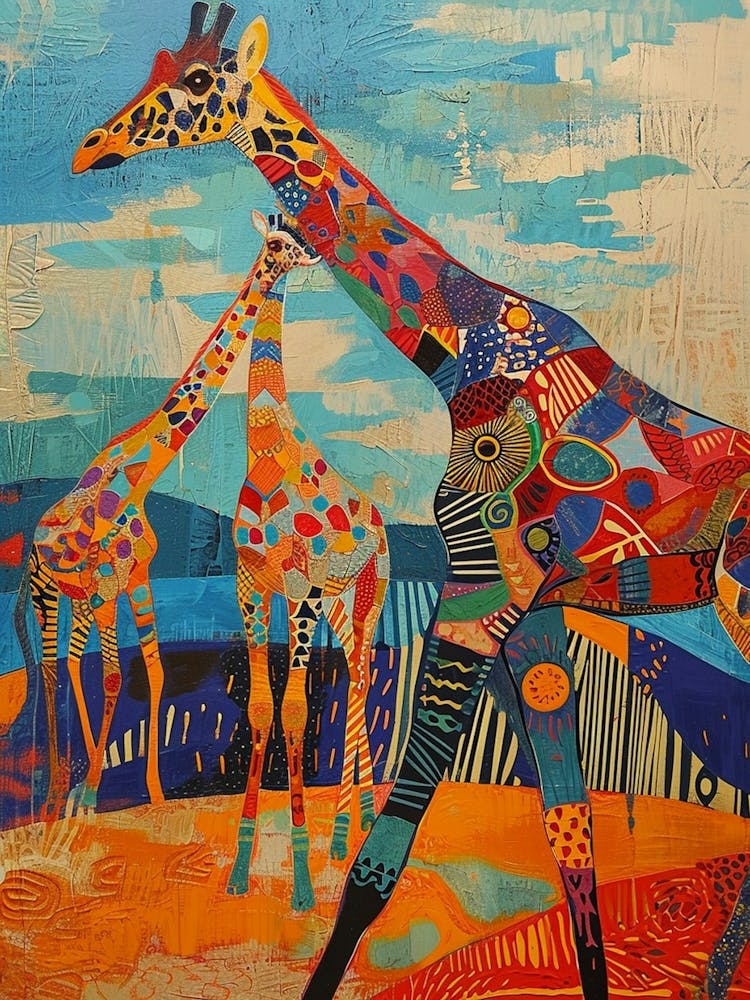 Geometric Brushstroke Giraffe 2