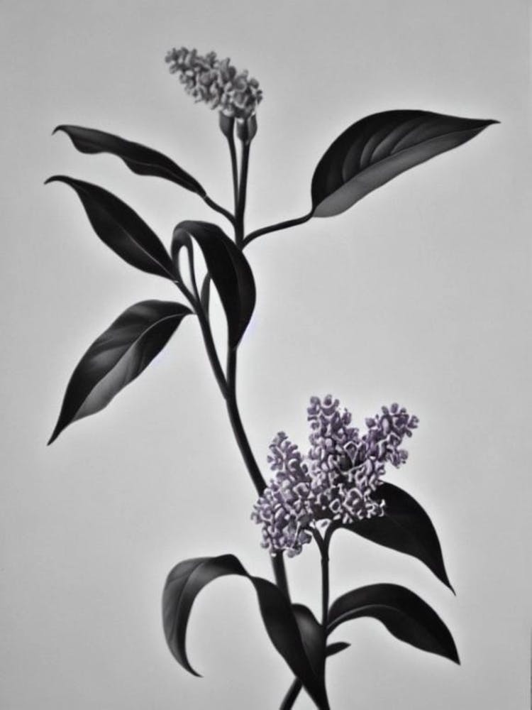 Lilac B&W Pencil 1 Flower