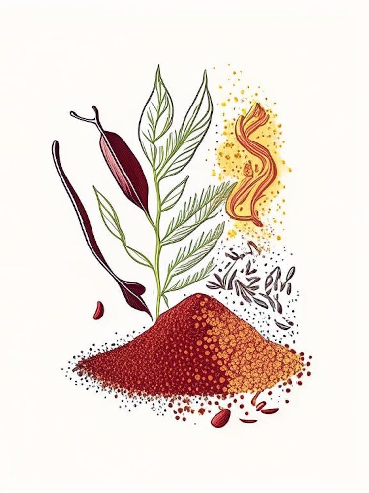 Chili Powder Spices And Herbs Minimal Line Drawing 1