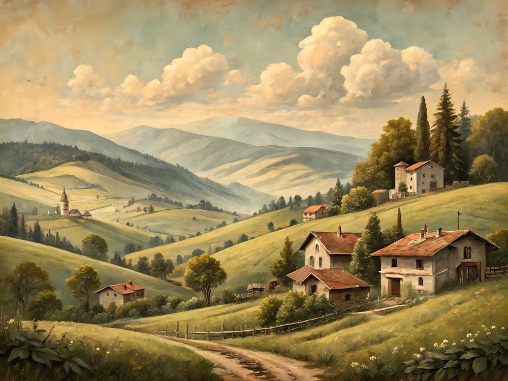 Retro Vintage Style A Faded Vintage Painting Of A