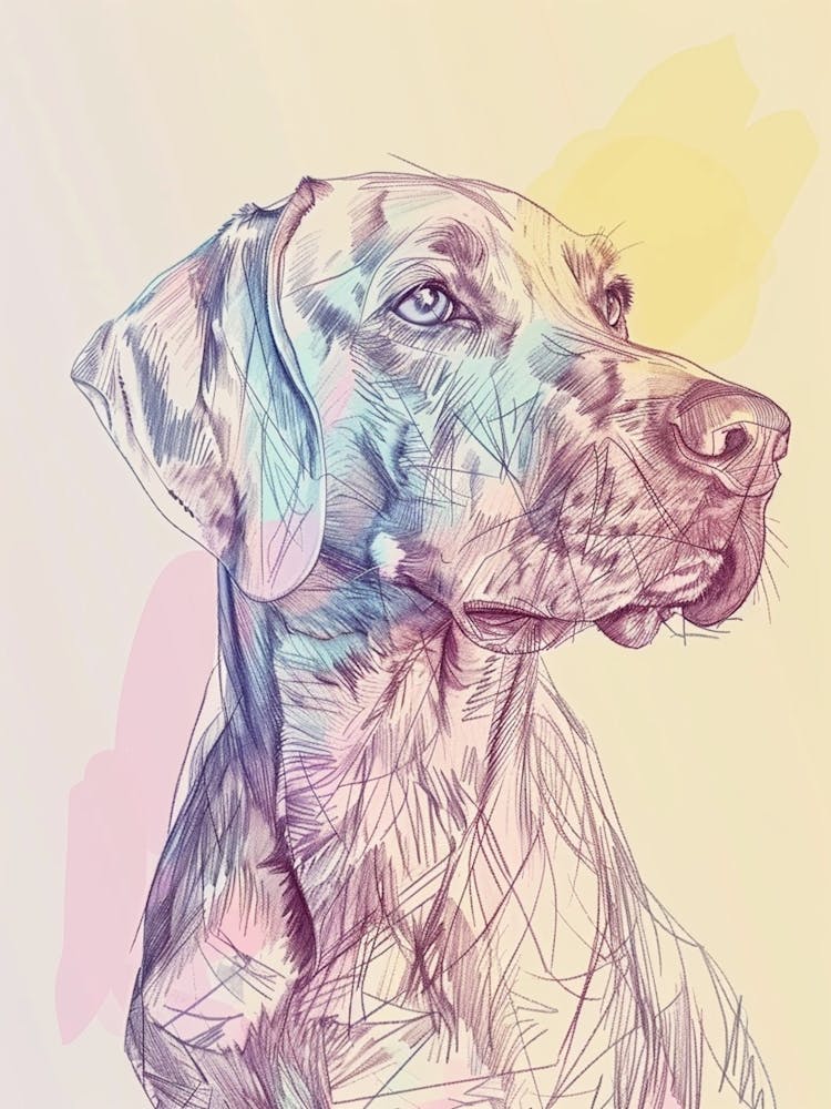 Pastel Dog Line Illustration Yellow Pink