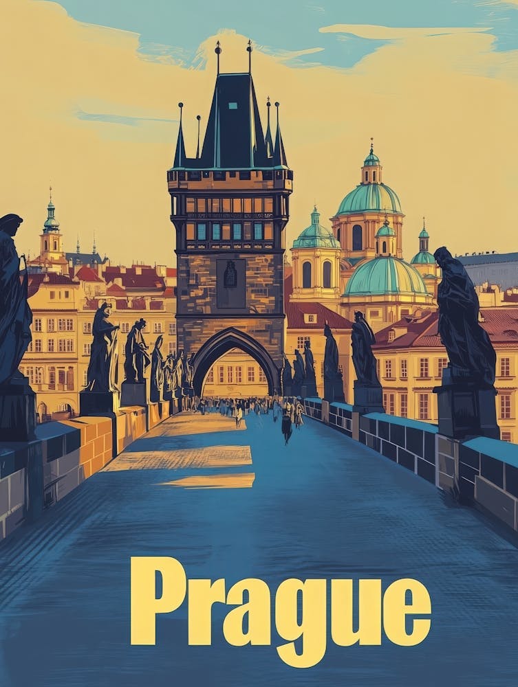 Aihrgdesign A Vintage Travel Poster Of Prague