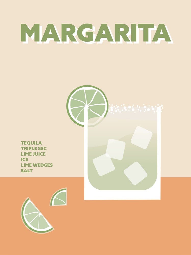 Margarita Cocktail Yellow Colourful Kitchen Bar Wall