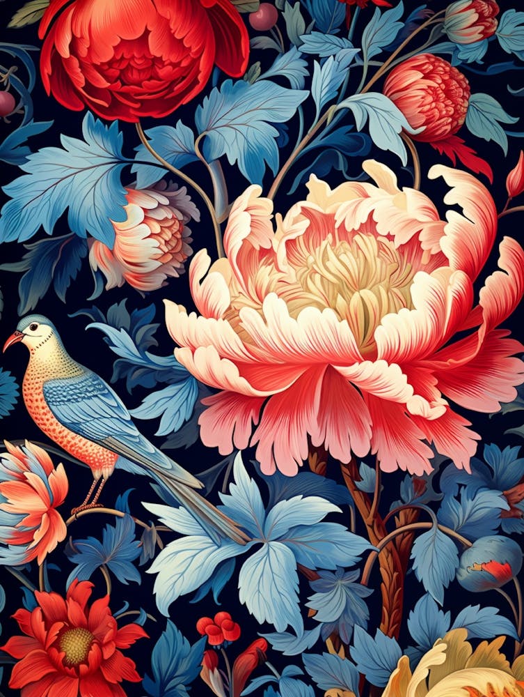 Peonies And Birds 2