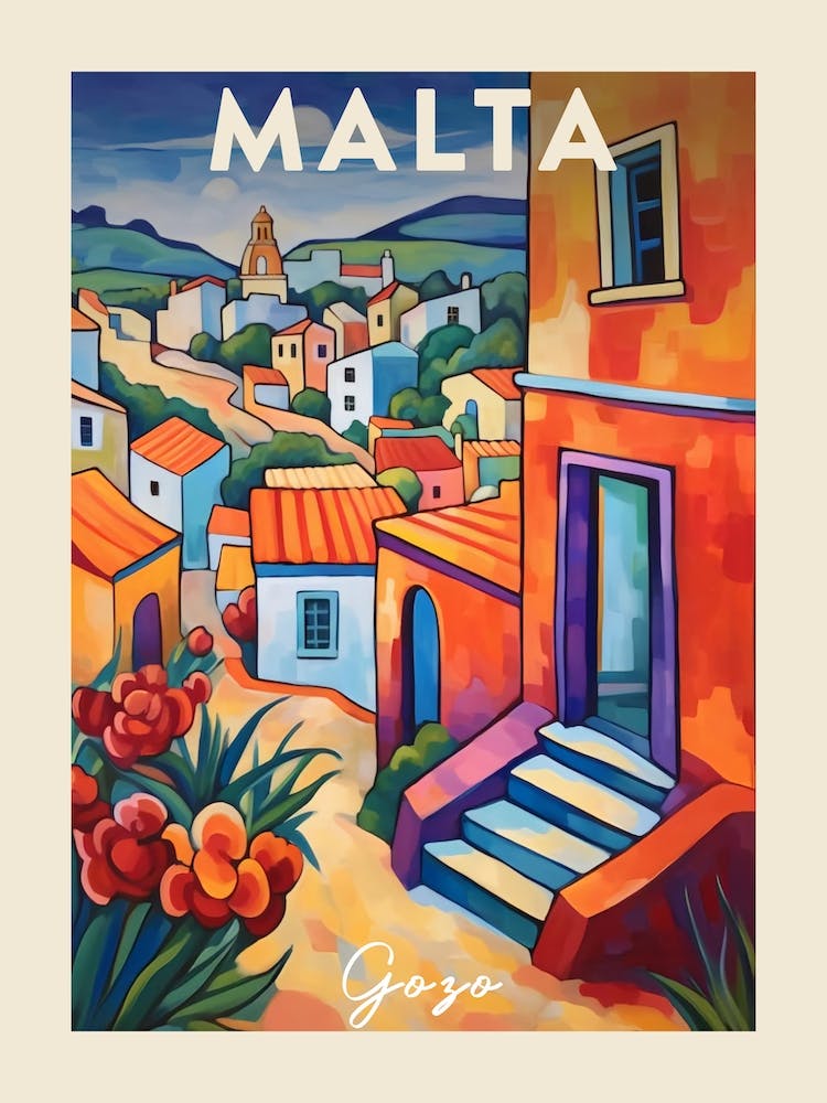 Gozo Malta 3 Fauvist Painting  Travel Poster