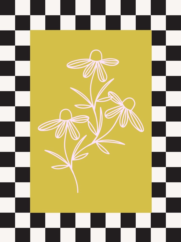 Modern Checkered Flower Poster  10