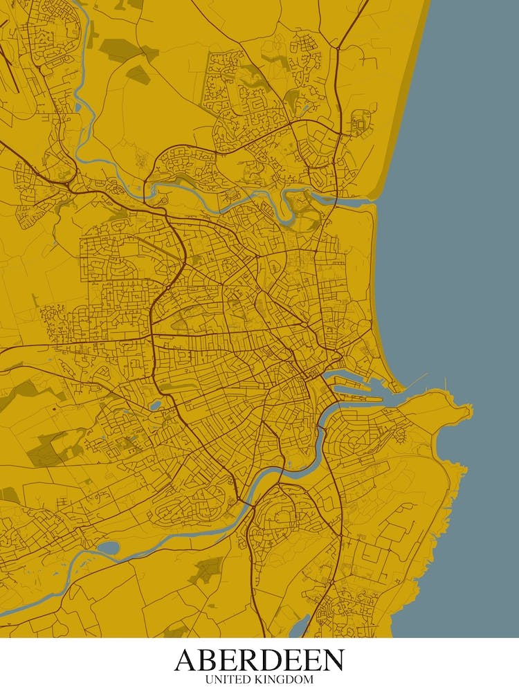 Aberdeen Yellow Blue Map