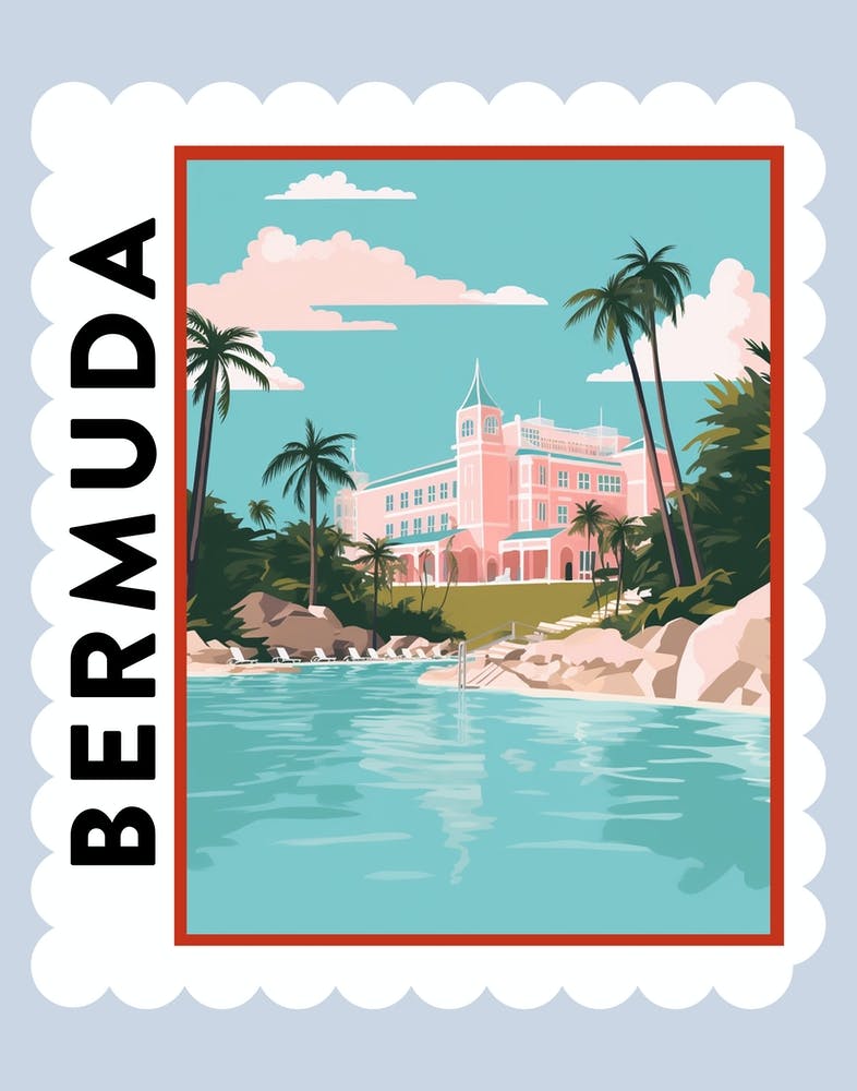 Bermuda 2 Travel Stamp Poster