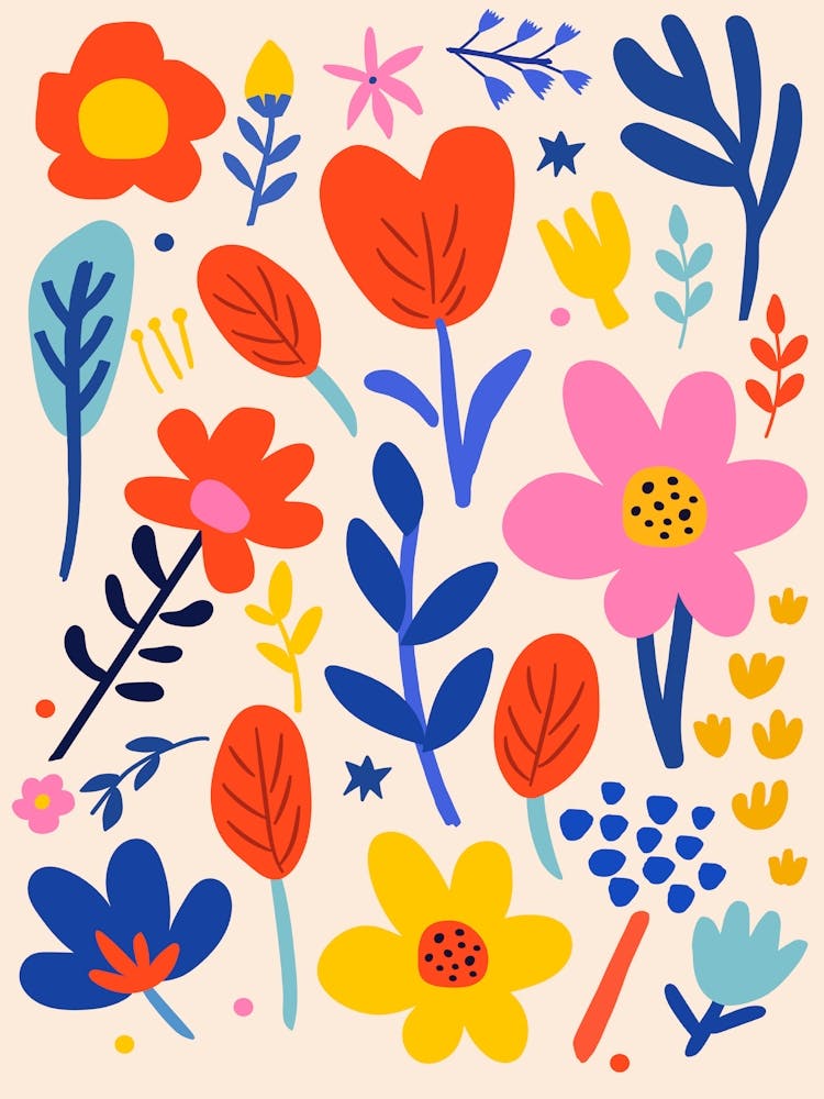 Boho Matisse Style Floral Pattern 1