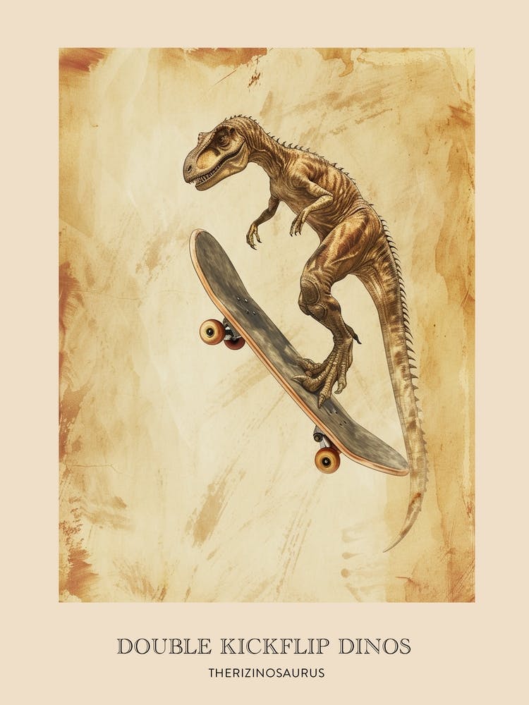 Therizinosaurus Vintage Dinosaur Poster 1