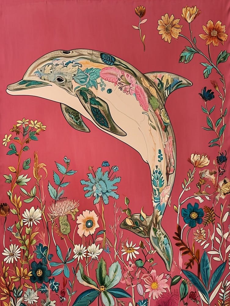 Floral Animal Painting Dolphin 2