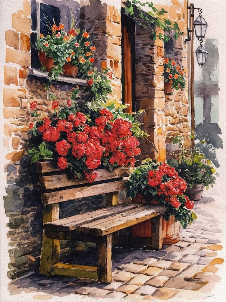 Bench With Flowers