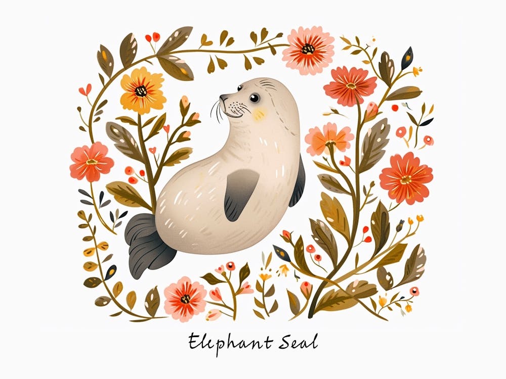 Little Floral Elephant Seal 3 Poster