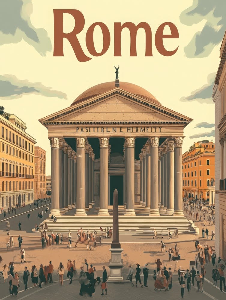 Aihrgdesign A Retro Travel Poster For Rome Featuring The Hist C6ef84d9 5cc7 4fe1 A75b 68d81c089232 2