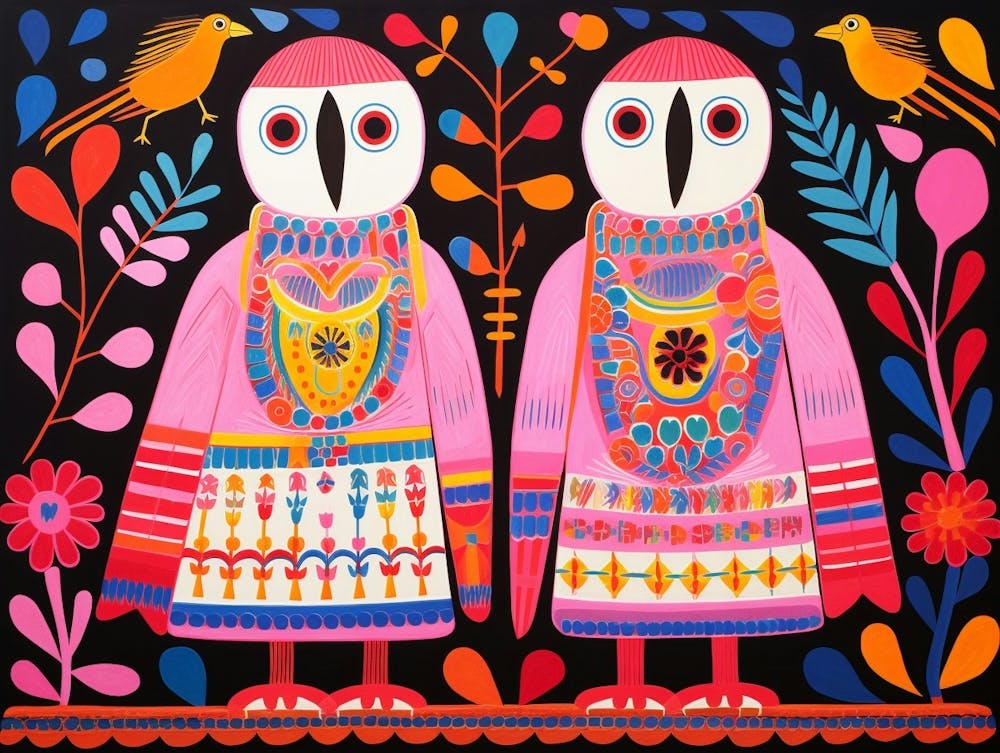 White Faced Capuchin 2 Folk Style Animal Illustration