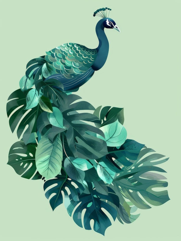 Peacock With Leaves 2