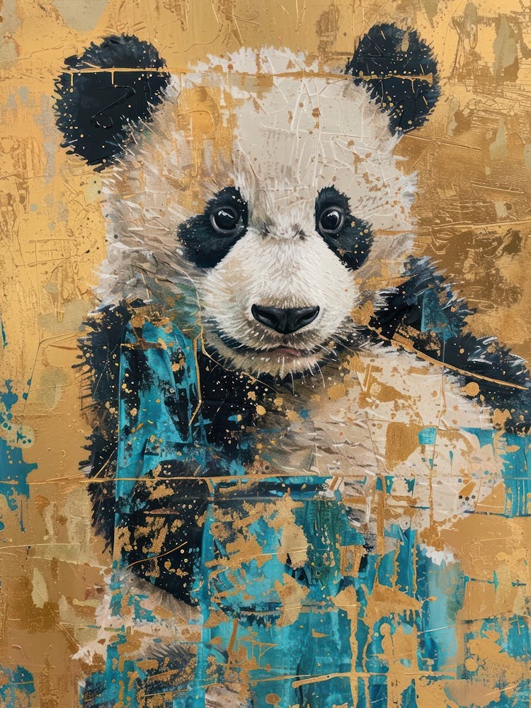 Panda Cub Gold Effect Collage 4